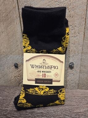 WhistlePig Whiskey Straight Rye Whiskey Dress Socks Black Promo Item Gift New
